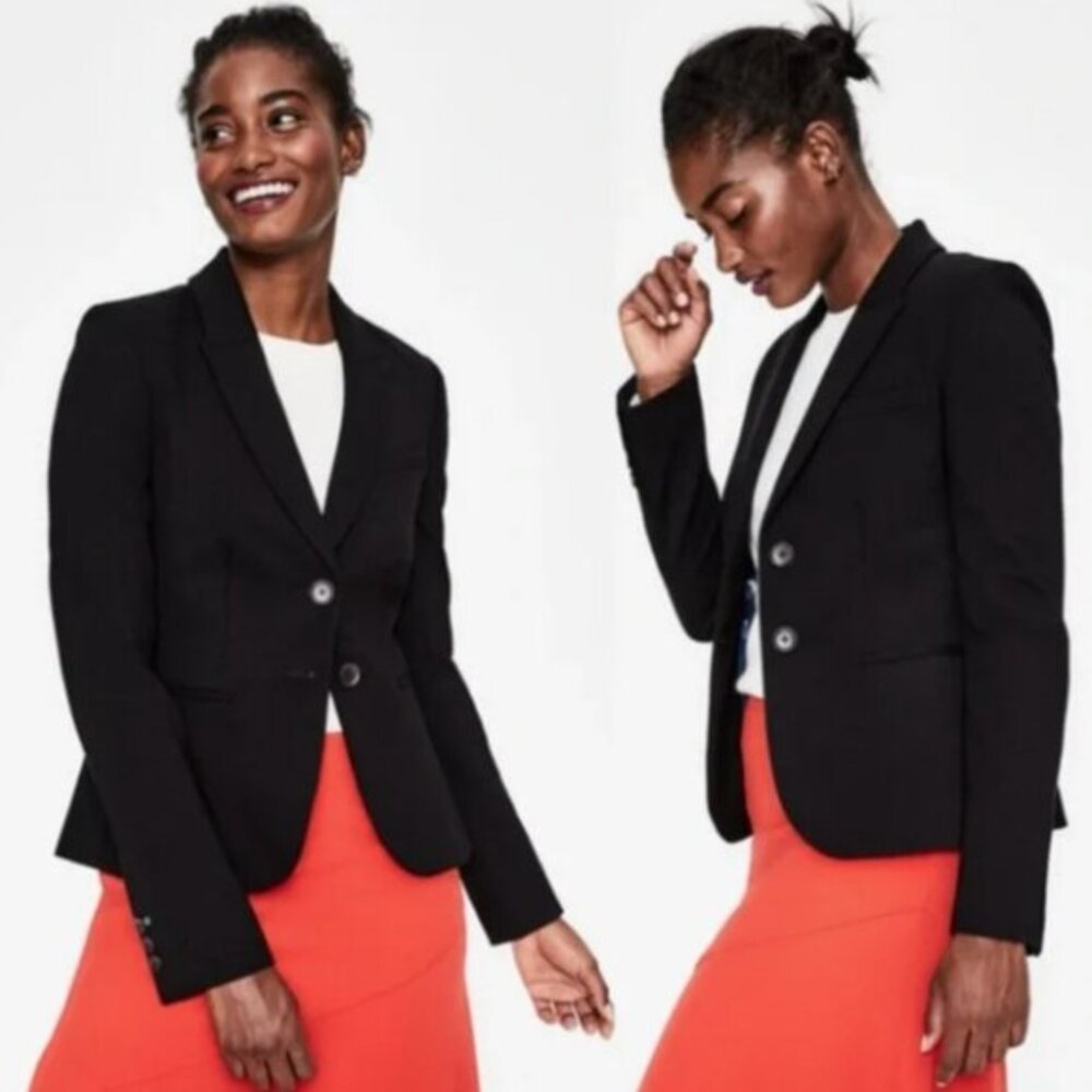 Boden 'Elizabeth' Ponte Blazer Jacket in Black Size 18 Regular